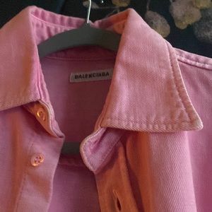 Balenciaga oversized jean shirt (pink)